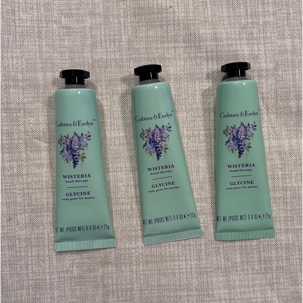 New Crabtree & Evelyn Hand Therapy Wisteria .9‎ oz Travel Size Lotion, set of 3